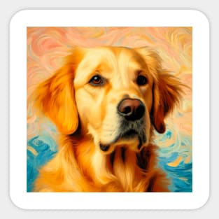 Furry Best Friend - Golden Retriever in Van Gogh Style, Labrador Retriever Doggo Sticker